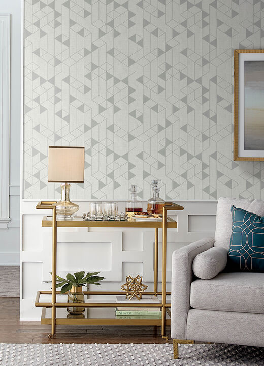 Fairbank Silver Linen Geometric Wallpaper
