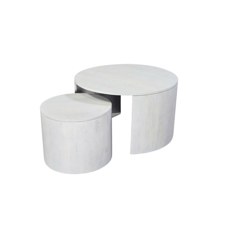 Carolina Chair & Table Sable 30 Round Nesting Coffee Table - Whitewash