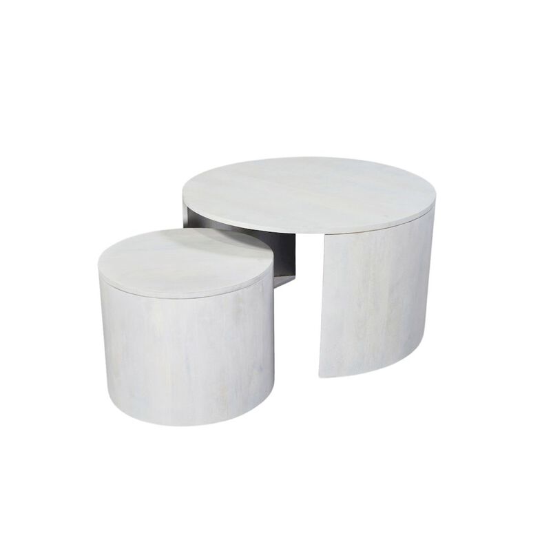 Carolina Chair & Table Sable 30 Round Nesting Coffee Table - Whitewash