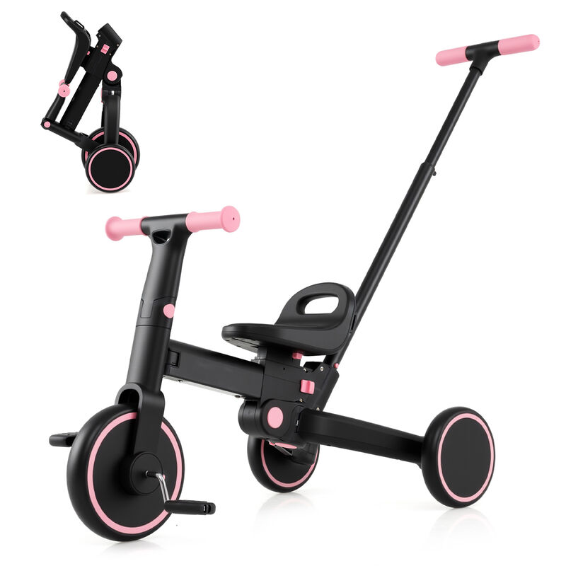 4 in 1 Kids Tricycle with Push Handle Foldable Design and Adjustable Seat image number 6