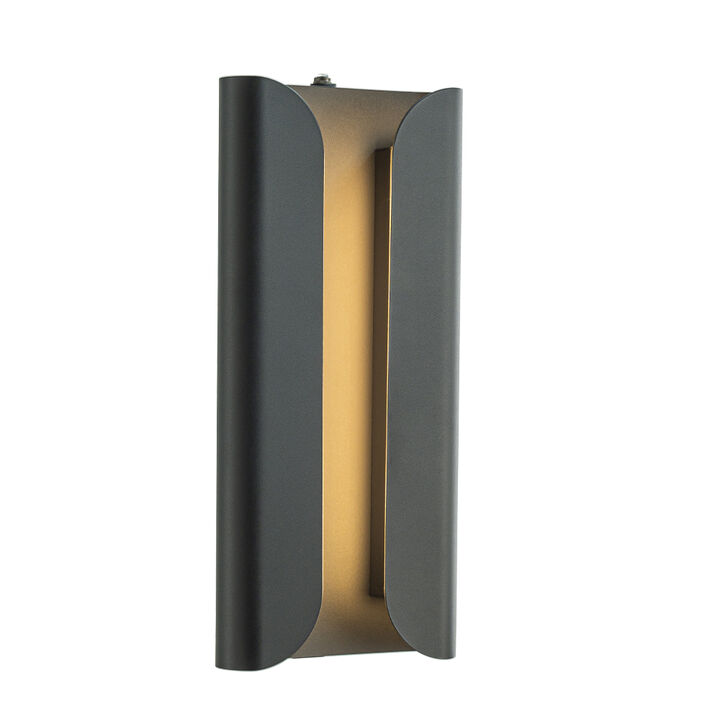 H15" Matte Black 24W Integrated LED Wall Sconce with Acrylic Shade Modern Simplicity Outdoor Wall Light with Dusk to Dawn Sensor for Porch Garage
