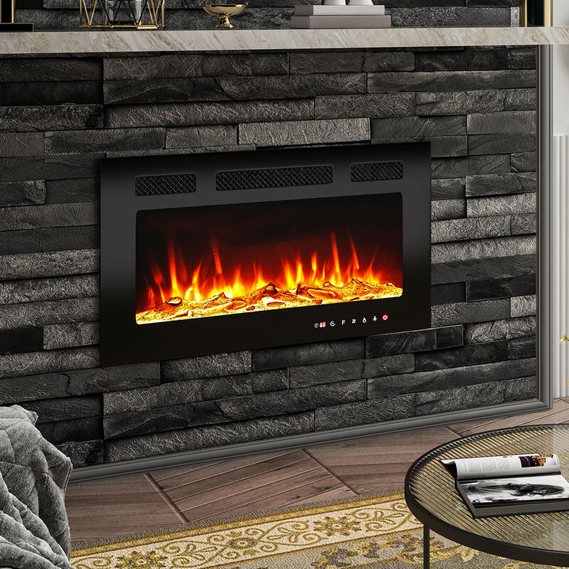 MONDAWE 30" Recessed Wall-Mounted Electric Fireplace 5000 BTU Heater with Remote Control
