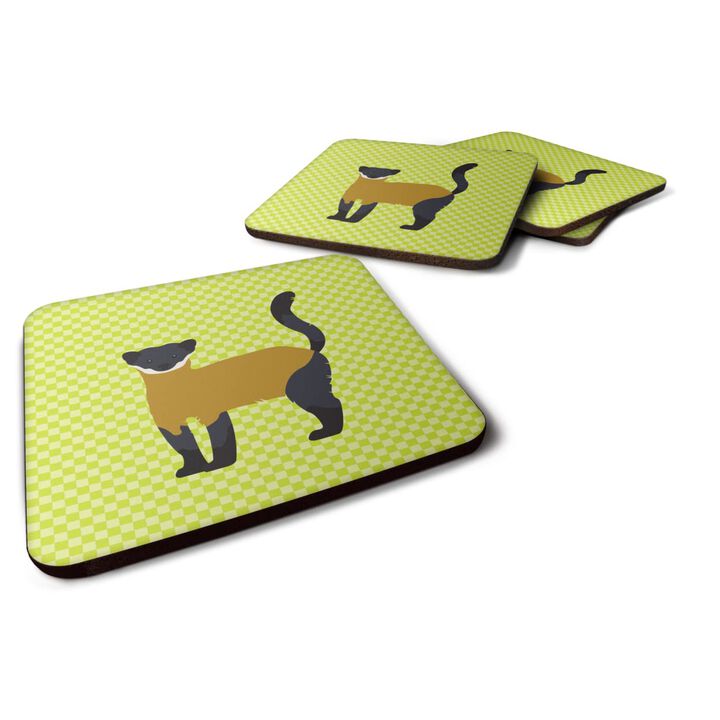 Caroline's Treasures Yellow-Throated Marten Green Decorative Coasters, 3.5, Multicolor