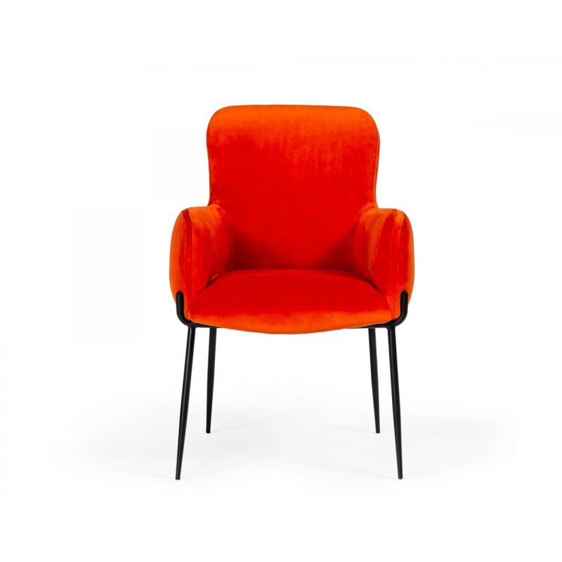 Frisco Mid-Century Orange Velvet dining Chair