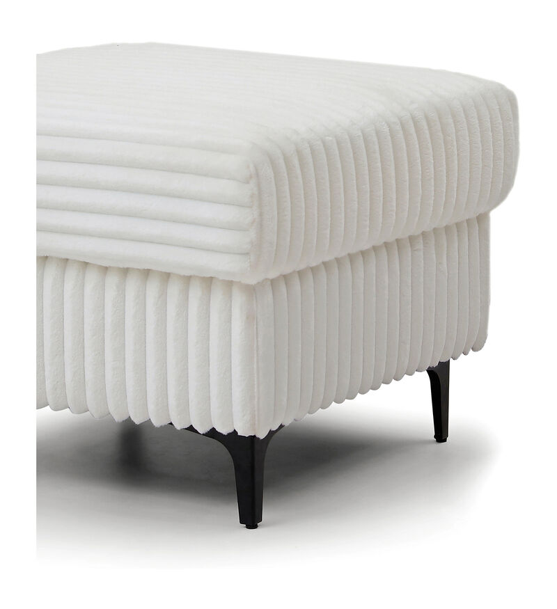 Houston White Square Polyester Upholstered Ottoman image number 3