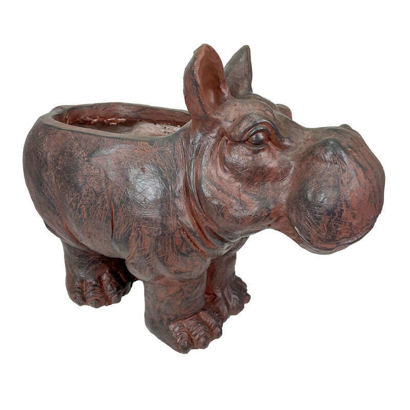 Brown 17" Hippo MGO Planter, Durable Weatherproof Magnesium - Indoor/Outdoor image number 0