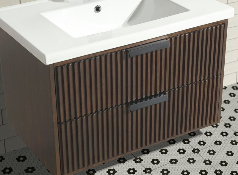 Diego 30" Floating Bathroom Vanity Walnut image number 6