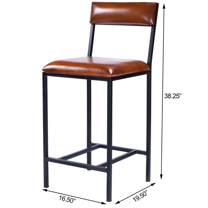 Butler Specialty Lazarus Leather & Metal 27 Counter Stool, Medium Brown