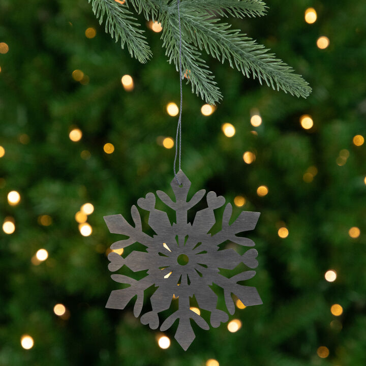 4.75" Gray Snowflake Hanging Christmas Ornament