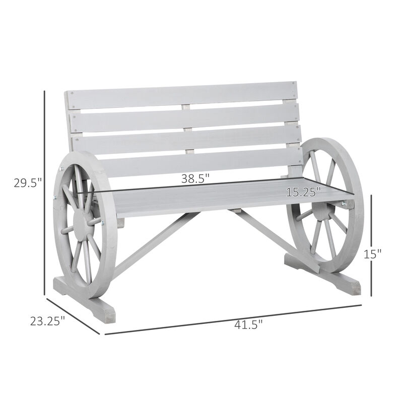 Hivvago Wooden Wagon Wheel Garden Bench image number 2