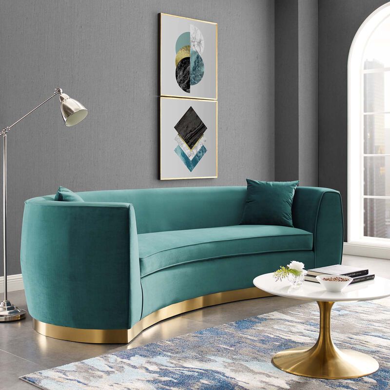 Resolute Curved Performance Velvet Sofa image number 1