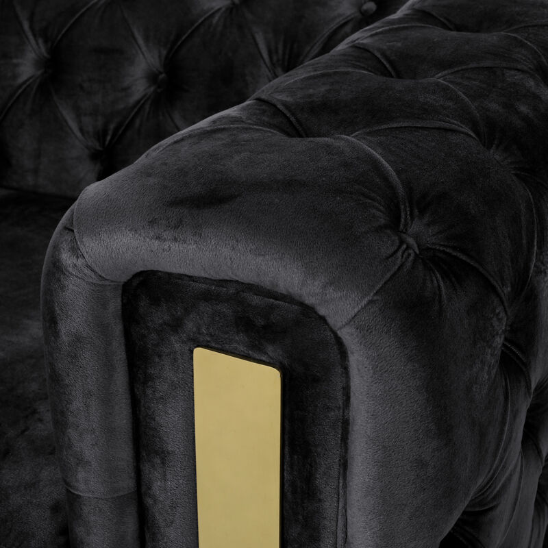 Merax 3-seat Velvet Sofa with Tufted Back and Arm
