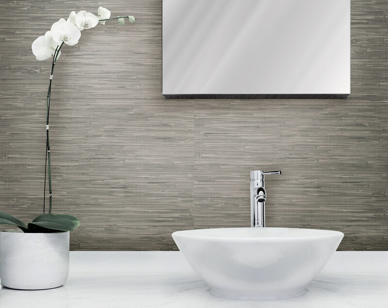 Tibetan Grasscloth Grey Natural Peel & Stick Wallpaper image number 1