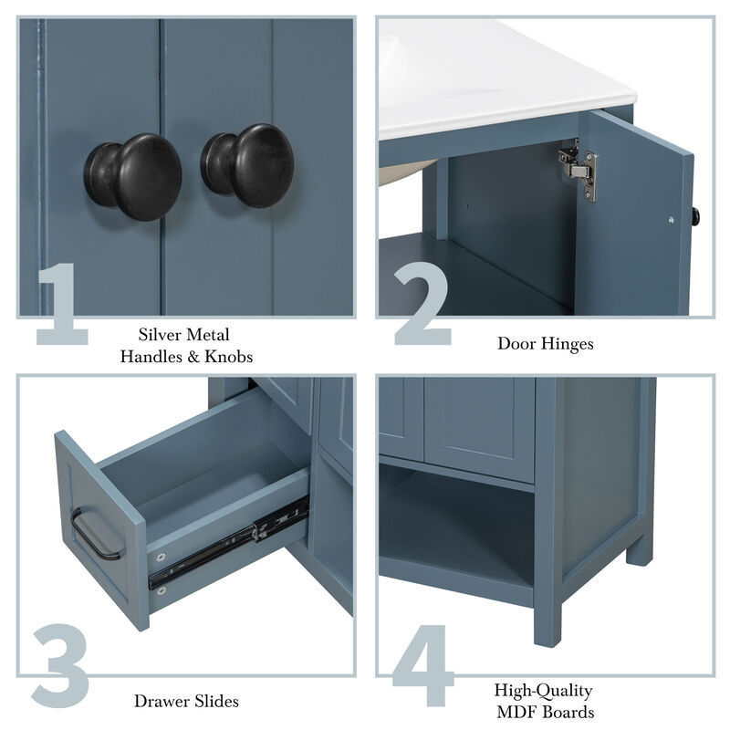 Merax Bathroom Storage Cabinet with Ceramic Basin, 2 Drawers & Door Cabinet image number 6