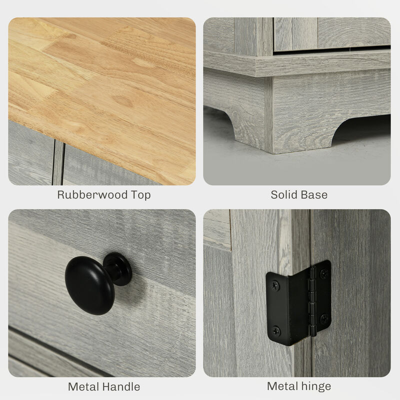 Space-Saving Kitchen Cabinet &ndash; Sideboard with Doors and 3 Drawers image number 4