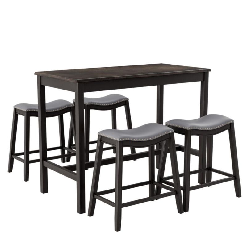 Hivvago 5-Piece Dining Set with 4 Upholstered Stools