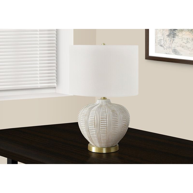 Monarch Specialties I 9617 - Lighting, 21"H, Table Lamp, Ivory / Cream Shade, Cream Resin, Transitional