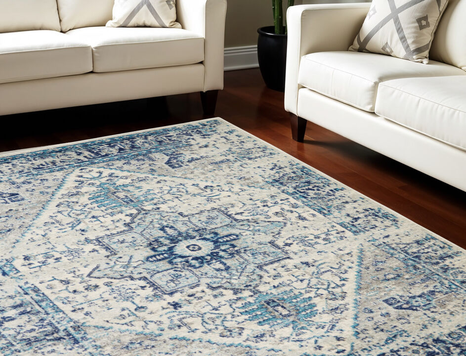 HomeRoots Floral Medallion Distressed Area Rug
