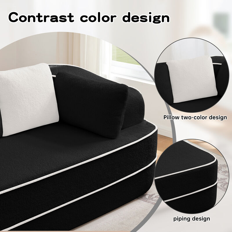 TATEUS Teddy Fabric 32D Boneless Sofa with L-Shaped Chaise