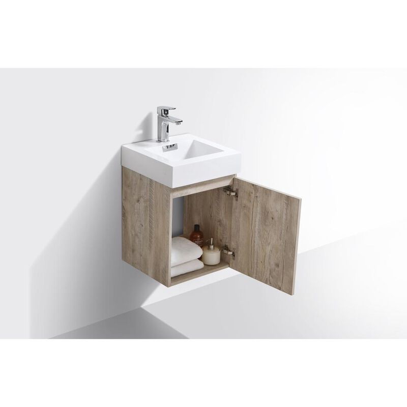 Kubebath Bliss 16 Nature Wood Wall Mount Modern Bathroom Vanity
