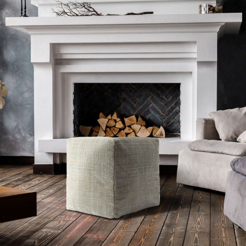 Hivvago 18 Inch Beige Abstract Pouf Ottoman