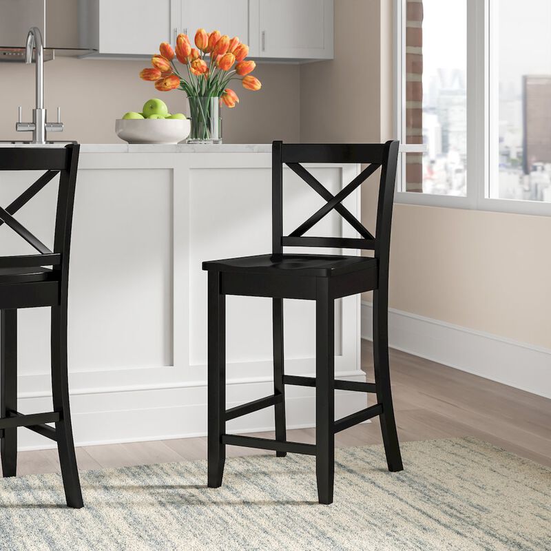 Linon Solid Wood X-Back Dining Chair with Ergonomic Seat, Bold Black Finish 24" image number 7
