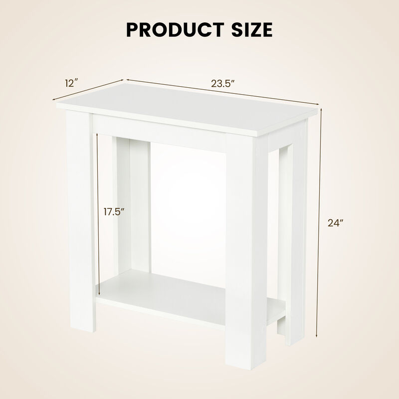 2-Tier Modern End Table with Storage Shelf, Compact Design for Small Spaces