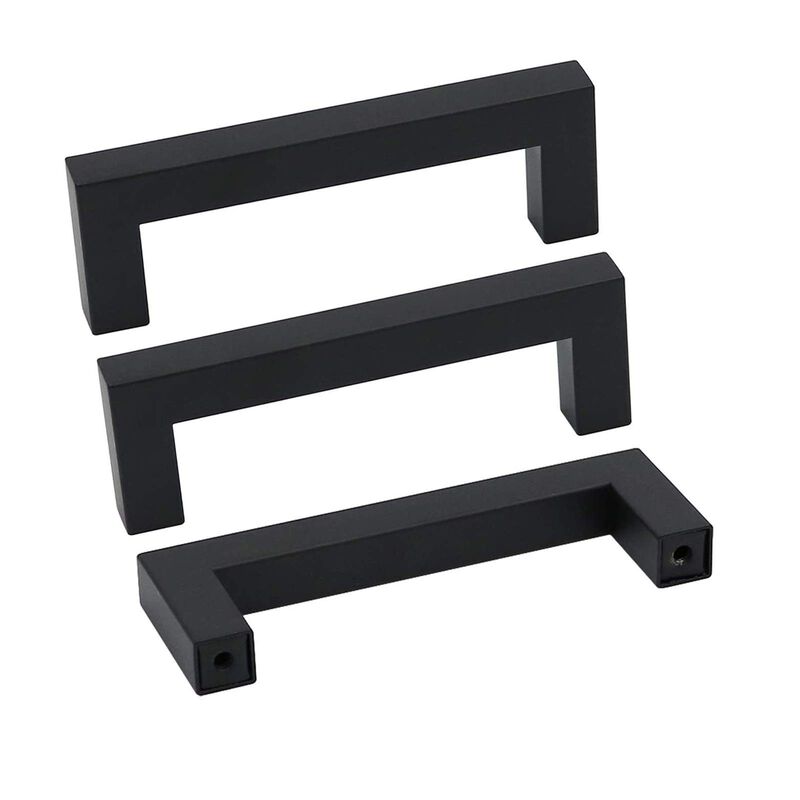 goldenwarm 5 Pack Black Cabinet Pulls 4-1/2in Drawer Pulls Modern Kitchen Cabinet Handles Black Dresser Stainless Steel Hardware