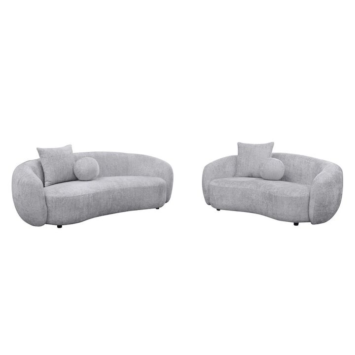 Best Quality Furniture Teddy Fabric 2Pc Sofa + Loveseat Set In Light Grey