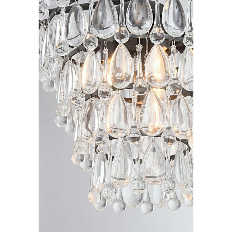 Celeste Antique Black 4-light Crystal Teardrop Round Chandelier - 14 inches in diameter x 19.5 inches H image number 5