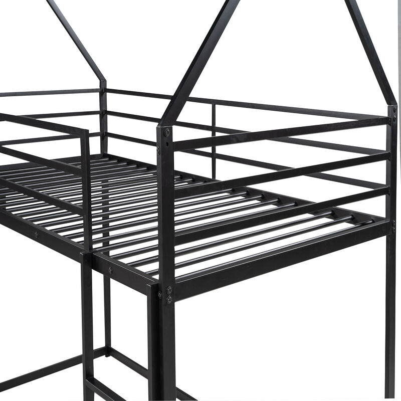 Merax House Bunk Bed with Ladder and Slide