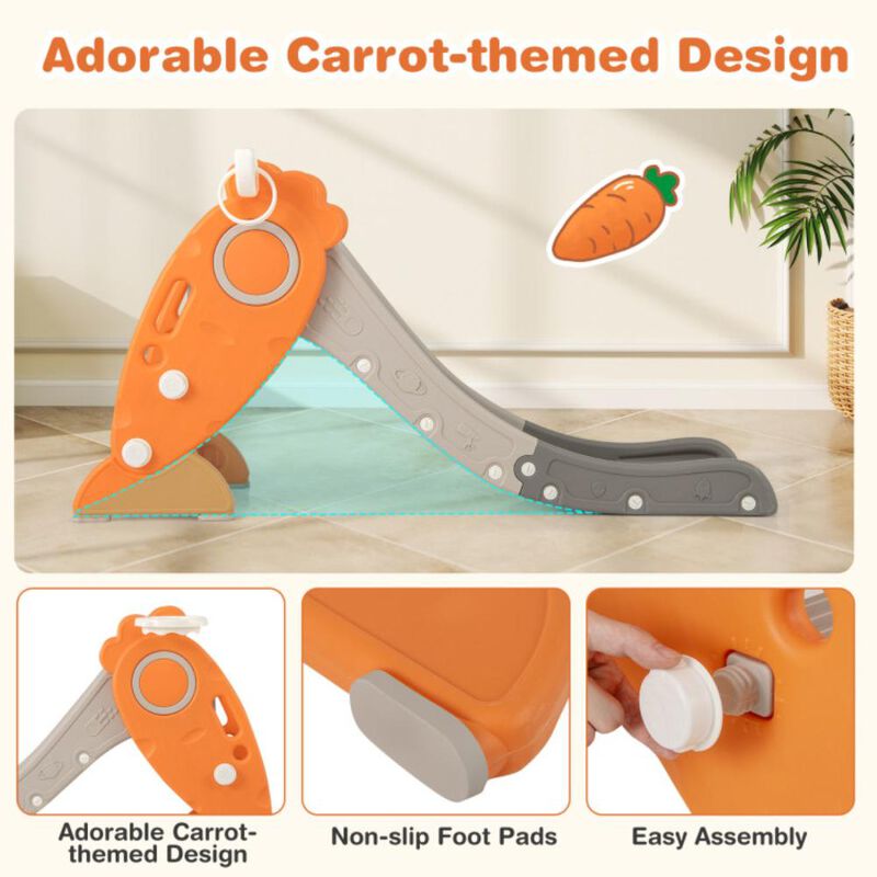 Hivvago 4 in 1 Indoor Slide for Kids Age 3+ Years with Basketball Hoop and Rings