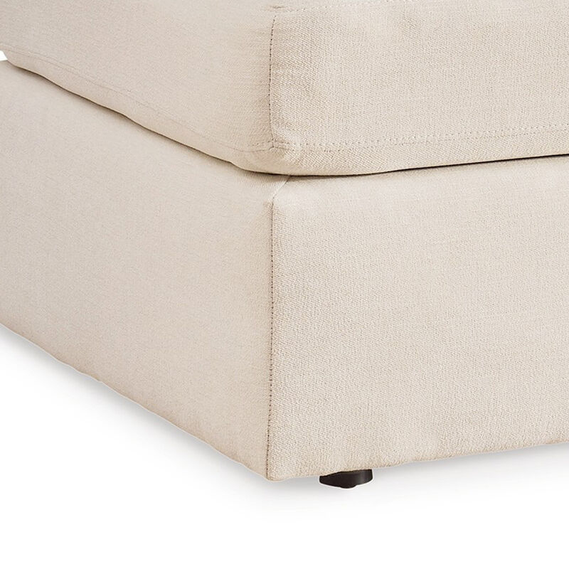 Meso Oversized Square Ottoman, Oyster Ivory Nuvella Polyester, 32 Inch - Benzara