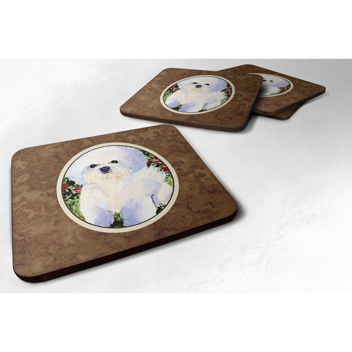 Caroline's Treasures SS8914FC Bichon Frise Foam Coasters (Set of 4), 3.5 H x 3.5 W, Multicolor