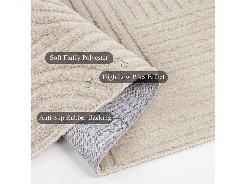 Beige Geometric Area Rug 8x10 Washable Non Slip Scandinavian Carpet image number 2
