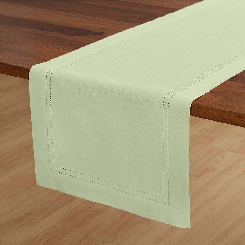 Solino Home 100% Pure Linen Table Runner - Linen Double Hemstitch