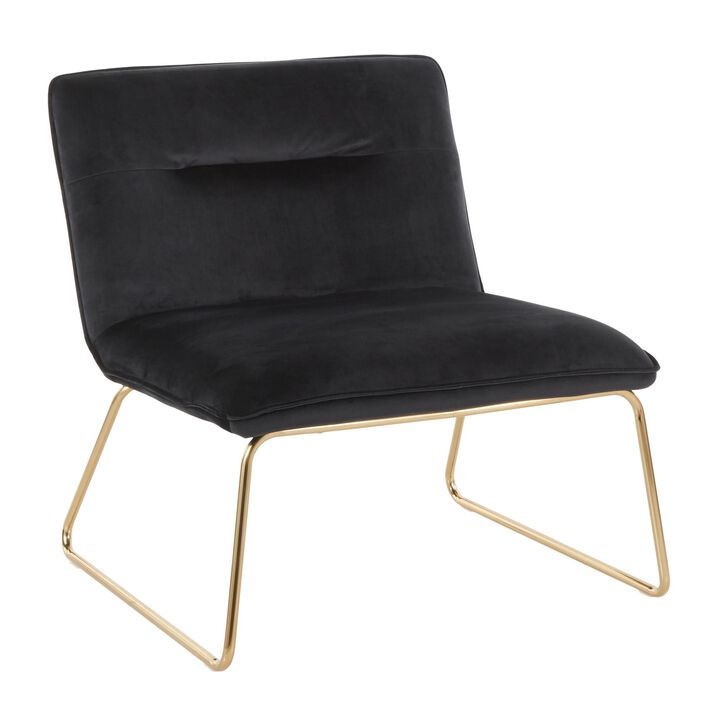Streamdale Casper Contemporary Accent Chair In Gold Metal And Black Velvet