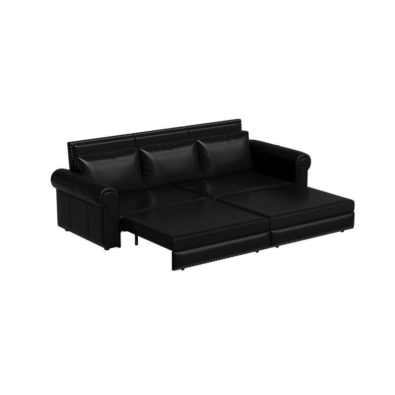 Merax 3-in-1 Faux Leather Convertible Sleeper Sofa