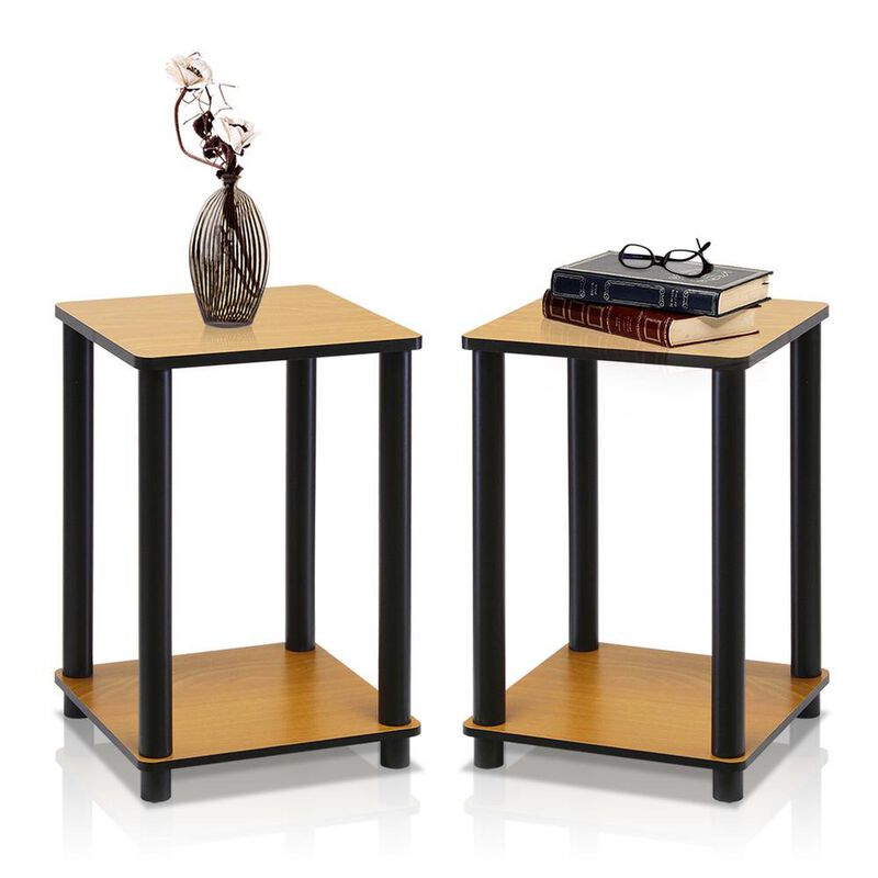 Furinno Turn-N-Tube End Table Corner Shelves, Set of 2