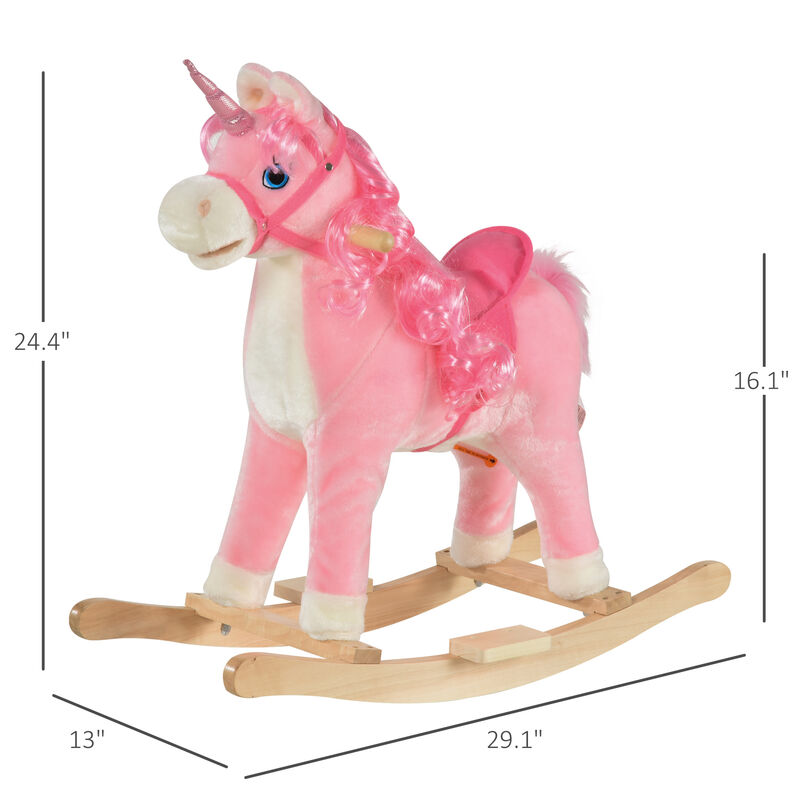 BreeBe Unicorn Ride-On Rocking Toy with Wooden Base image number 2