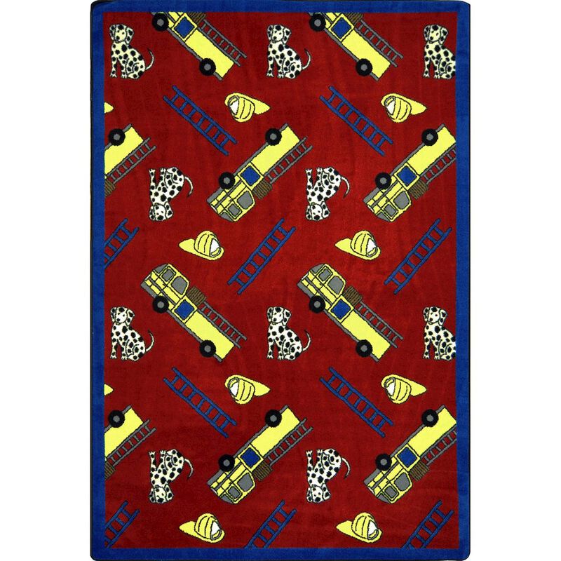 Joy Carpets Playful Patterns Hook and Ladder 7'8 x 10'9 Area Rug in Color Red