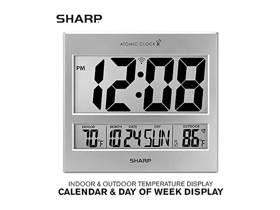 Sharp Atomic Accuracy Never Needs Wall Clock 3 Inch Outdoor Easy Read Silver
