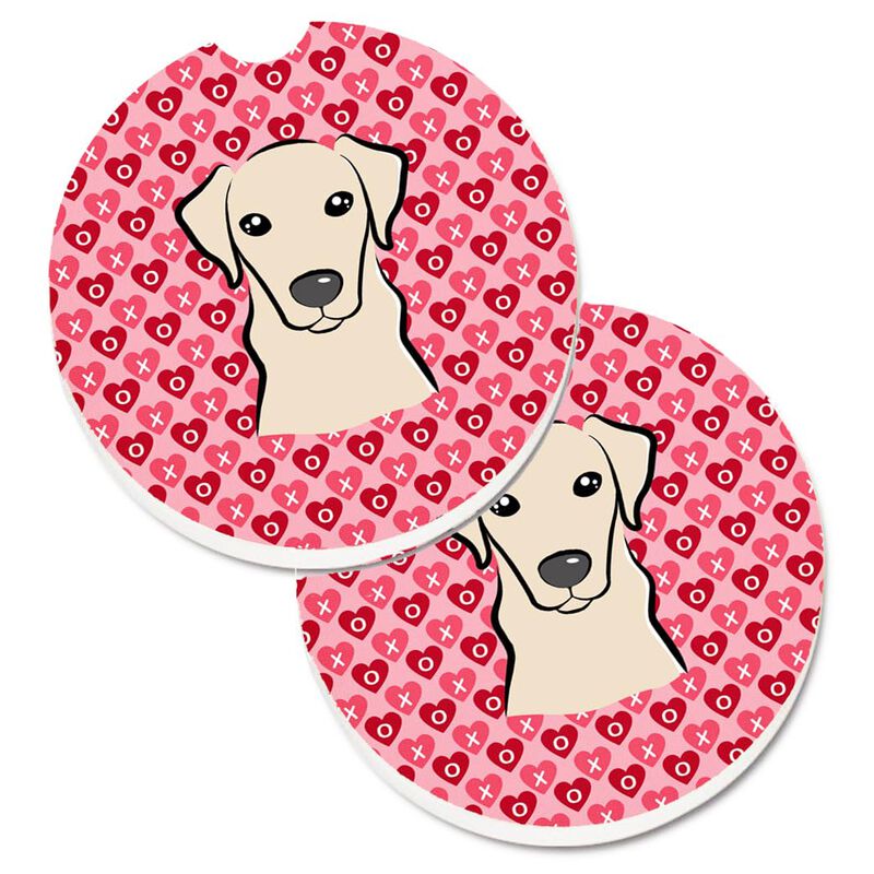 Caroline's Treasures Yellow Labrador Hearts Set of 2 Cup Holder Car Coasters, 2.56, Multicolor