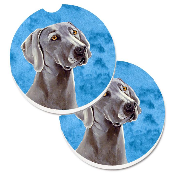 Caroline's Treasures Blue Weimaraner Set of 2 Cup Holder Car Coasters LH9386BUCARC, 2.56, Multicolor