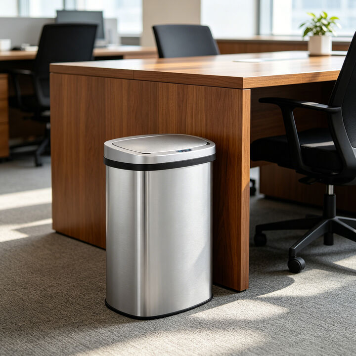 13 Gal./50 Liter Stainless Steel Oval Motion Sensor Trash Can for Kitchen