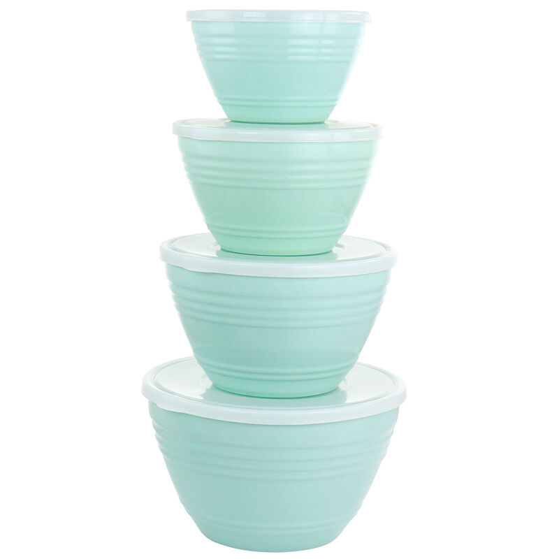 Martha Stewart 8 Piece Plastic Bowl Set with Lids in Turquoise image number 3
