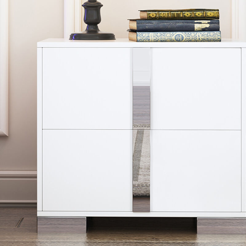 2-Drawer Mirrored Nightstand Bedside Table image number 9