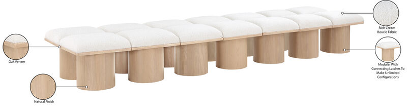 Meridian Furniture Pavilion Cream Boucle Fabric Bench