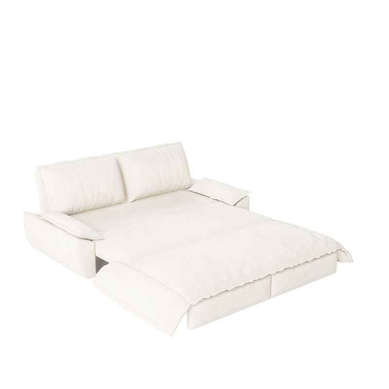 Whisen 3-in-1 Velvet Queen Sleeper Sofa Bed & Chaise Lounge & Loveseat Sofa, 2 Seats image number 4