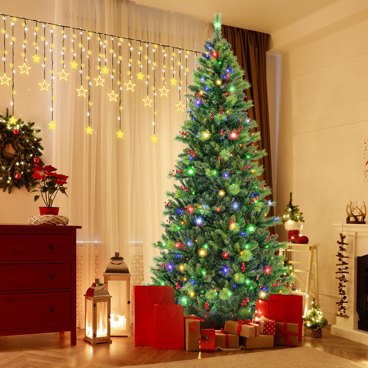 Pre-Lit Artificial Christmas Tree with 300/400/500 LED Lights-8 ft